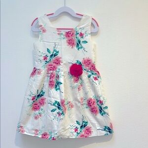 Floral Pink and Green Kids Dress